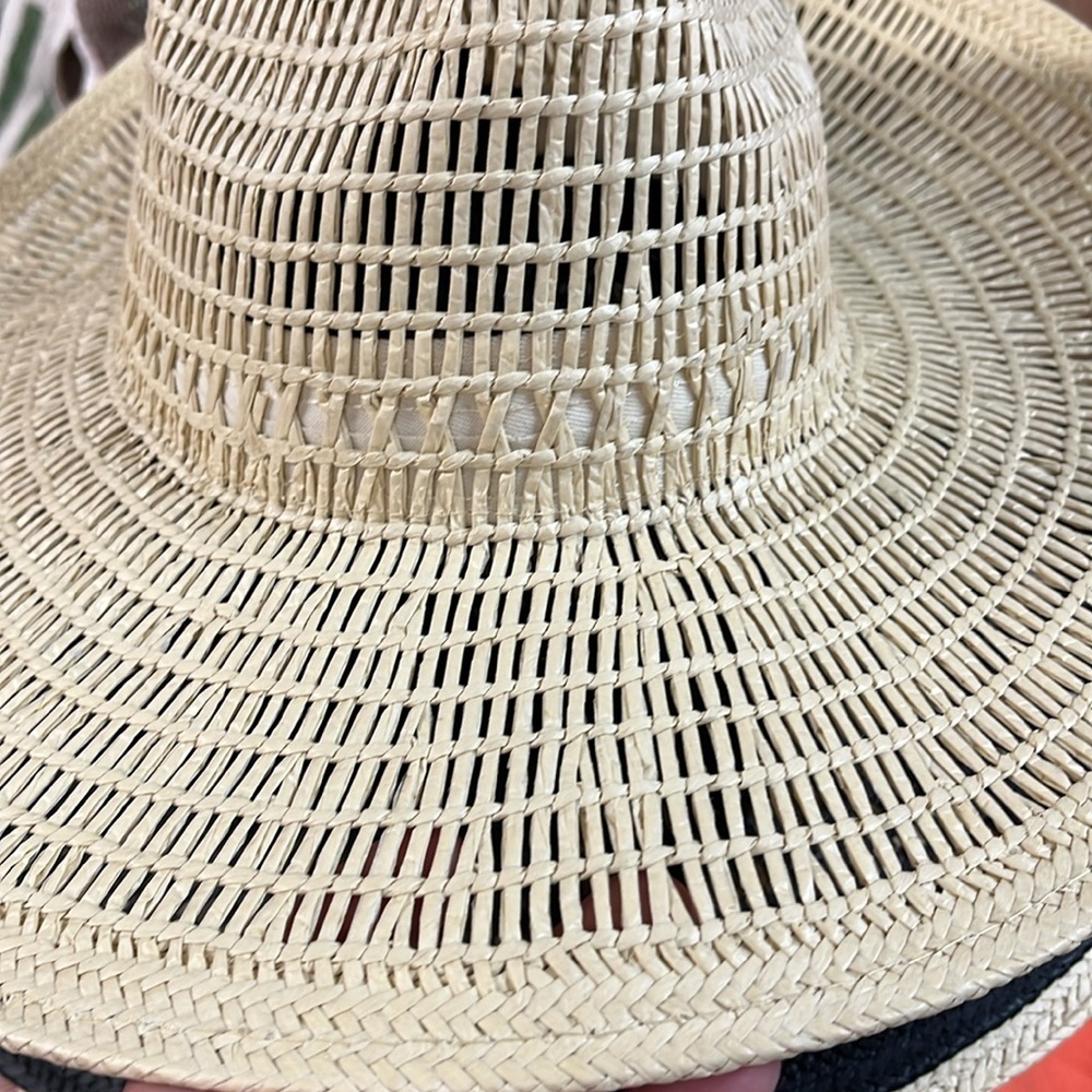 Anthropologie Wyeth Geo Open Weave Rancher Cream Straw Hat - Picture 2 of 7